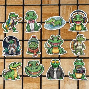 Alligator Crocodile Sticker Pack of 12 Vinyl Stickers Waterproof Sticker Set